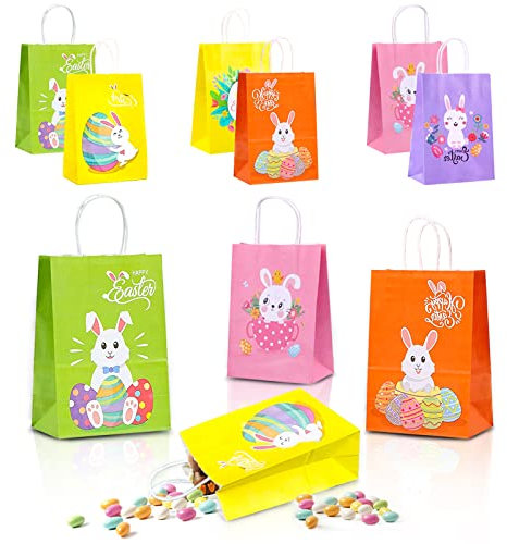 Mizijia Ostertüten zum befüllen,12 Stück Ostern Geschenktüte, Candy Tüten Geschenktüten Hasen Ostertüte, Geschenktüten für Kinder zu Ostern (Ostern Geschenktüte 12)