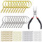 KyeeaDIY 221pcs Anello portachiavi con Catenella, Mini Vite Perno Occhio, Pinze a Becco Lungo in Fai da te, Pinza a Becchi di Cicogna, Anelli di Salto per Bigiotteria Gioielli (kit for Resina)
