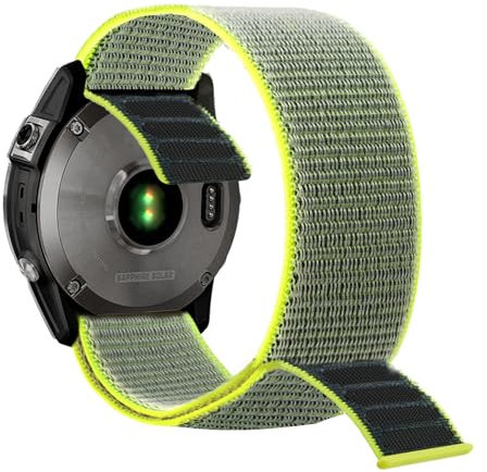 YOOSIDE 26mm Loop Nylon Armband für Garmin Fenix 8 51mm / epix Pro 51mm / Fenix 7X / 6X /5X, Ultraleichtes Schnell Trocknen Schleife Waschbar Uhrenarmband für Enduro/Instinct 3 50mm / 2X (Hellgrün)
