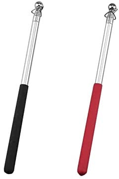 Helweet Asta della Bandiera, Asta Bandiera Telescopica, Aste per Bandiere, Asta Telescopica per Bandiera, Acciaio Allungabile con Impugnatura Antiscivolo, per Guide Turistiche, Insegnanti, 2 Pezzi