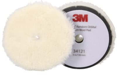 3M Perfect-It 34121, tampone orbitale in lana, 130 mm, colore bianco, 34121, cuscinetti orbitali per compounding e lucidatura automobilistica