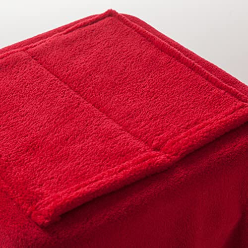 TV-Decke,Wolldecke Warm Winter,Ganzkörper Decke,Mikrofaser Fleecedecke mit Fußsack und 2 Fronttaschen für Bewegungsfreiheit,Kuscheldecke,Flauschige Couchdecke,Wohndecke ,Rot,123*212cm(48X83in)