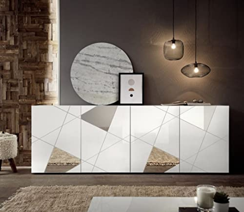 Generico Buffet victoire 4 portes brillant et miroir couleurs blanc (White)