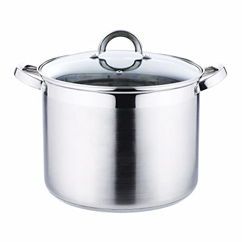 MELIANDA MA-19500 Edelstahl Kochtopf Induktion (Suppentopf mit 12 L Fassungsvermögen, Topf für Elektro und Gas mit Glasdeckel, Nudeltopf mit Dampfloch, hochwertiger Pastatopf, 28 x 21,5 cm)