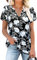 Siddhe Damen Bluse Elegant Festlich, Sommerbluse Damen Leicht Elegante Longshirt Baumwolle Tunika Sommer Kleidung für Damen V-Ausschnitt Arbeitsblusen Damen Oberteile Sommer Tunika Damen Blummen, XXL