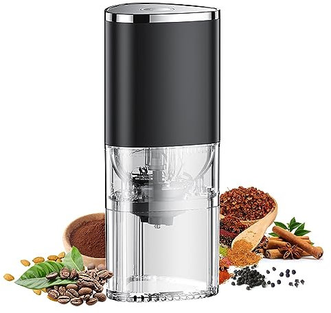 Wisada Mini Molinillo de Café Eléctrico Portátil,2023 Granos de Café, Molinillo con Ajuste, Recargable por USB, Molinillo Cónico Automático para Grano de Café,Nueces,Especias,Semillas,Frutos Secos