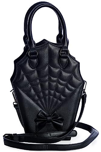 Banned Ghoul-Tasche Spinnennetz-Sargschleife Gotish Kunstleder-Obergriff
