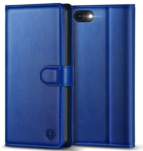 Kuafcase Case Compatible for iPhone 7/8/SE - 4 Card Slots, Magnetic Closure, Kickstand, Shockproof Protective Phone Case - Royal Blue