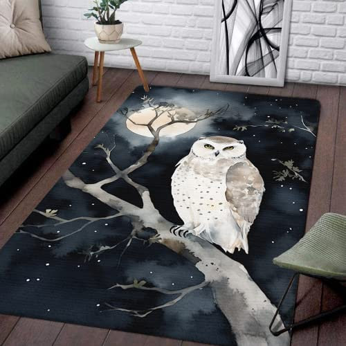 Teppich Mit Eulen Vintage Niedliche Eule Dekorative Teppiche - Schlafzimmer Wohnzimmer 3D Eule Weiche Teppiche, Floral Eule Fußmatten, Weiche Eule Anti-Rutsch-Teppiche (10,80 x 150 cm)