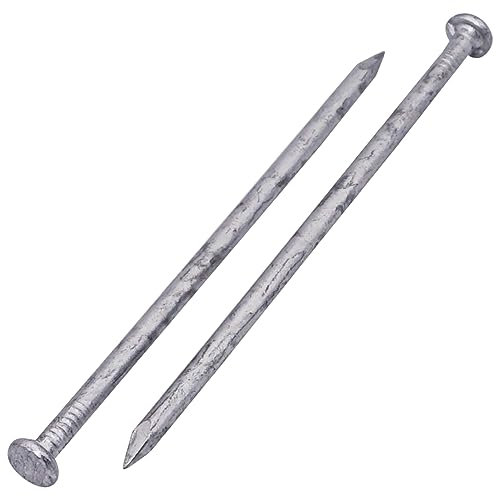 SKIR'CO 10 clavos de construcción chapados en zinc de 4 x 100 mm, clavos de alambre comunes, cabeza redonda plana, clavos de acero para carpintería