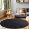 Homebyhome Kurzflor Teppich Wohnzimmer 200 cm Rund Schwarz - Waschbarer Teppich für Schlafzimmer, Esszimmer und Ideal als Küchenteppich - Flauschiger Teppich Extra Weich, Einfarbig, Rutschfest, Modern
