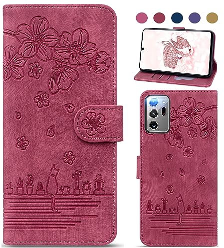 Bxithnr Handyhülle für Samsung Galaxy Note 20 Ultra Hülle, Handy Tasche Klapphülle Brieftasche Magnetverschluss Lederhülle mit [Standfunction] [Kartenfach] für Samsung Galaxy Note 20 Ultra 5G - Rot