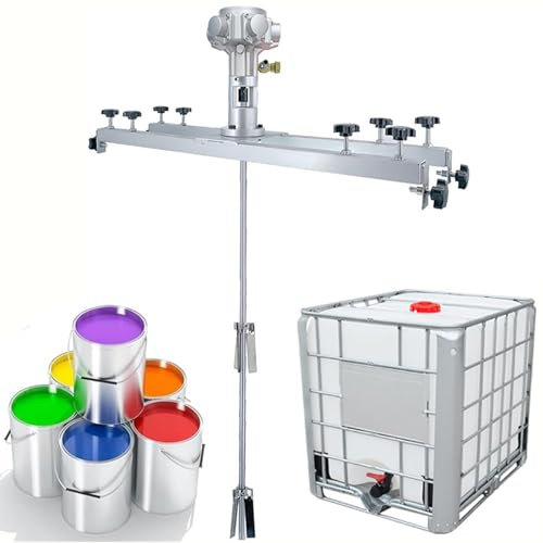 Sayoc Pneumatischer Farbmischer, 1000L Tankmischmaschine, 1/2 Ps IBC-Luftrührwerk, Einstellbar 72–120 cm, Mit Stützaufhängung, Zum Mischen Von Viskosen Flüssigen Tintenfarben