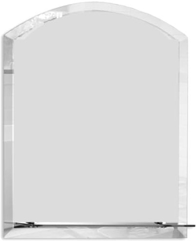 DEENZ Frameless Arch Bathroom Mirror With Shelf Wall Mounted Modern Stylish Design With Contemporary Bevelled Edges 60X45Cm