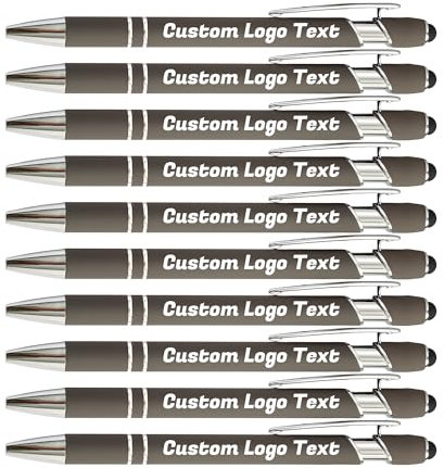 HEYZARDA Kugelschreiber mit Gravur Kugelschreiber Personalisiert mit Namen Text Logo Grau 50 Pcs