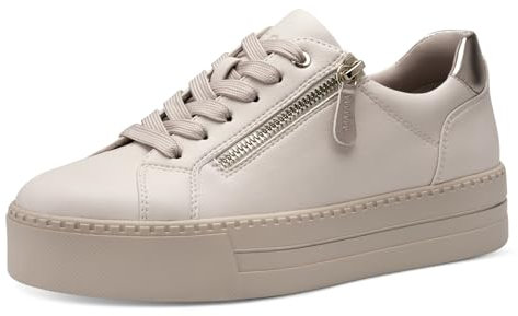 Jana Damen Plateau Sneaker mit Reißverschluss Vegan, Beige (Ivory), 37 EU