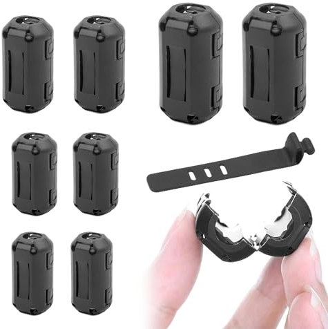 Ferritkerne Entstörfilter Ferritfilter,Ferrit Ring,Mantelwellenfilte,Ferrit Ringkern Cable-Clip,Ferrit-Ringkern,Ferritkerne für Kabel,Klappferrit Ferritkern,Anti-Interferenz (Schwarz*8 Stück)
