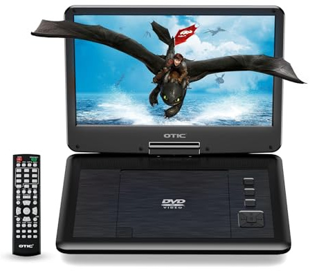 OTIC 13 Portable DVD Player with 11.6 HD Swivel Screen, DVD Player for Car, 6-Hour Rechargeble Battery, Support DVD/CD/USB/SD Card, Remote Control,Dual Stereo Speakers, Black
