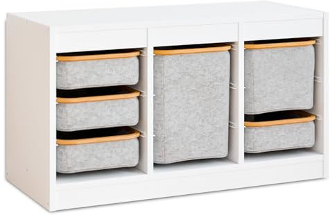 Box für Trofast Regale, Stoffbox mit Holzrahmen in verschiedenen Größen, grau, Alternative zu Kunststoffbehältern (40 x 30 x 36cm)