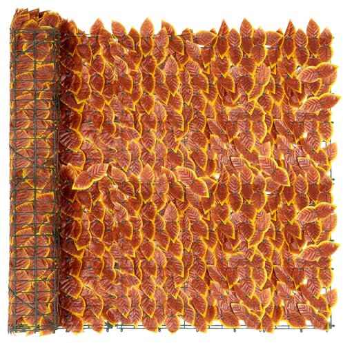 REOVE Recinzione di edera artificiale, recinzione per la privacy, siepe artificiale, foglie verdi, edera, parete, erba finta, sfondo decorativo per protezione della privacy, casa, balcone, giardino