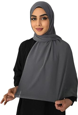 Medinah kopftuch moderne hijab kopftuch-Frauen Premium Chiffon Hijab Kopftücher, hijab aus leichtem Stoff- kopftuch damen 180X70cm groß, aus hochwertigem Stoff (Anthrazitgrau #25)