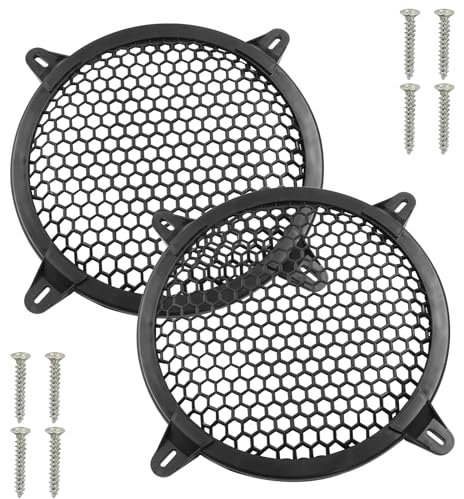 Unlorspy Lot de 2 grilles de protection en plastique noir pour caisson de basses de 20,3 cm avec vis de montage pour haut-parleurs de maison ou de voiture