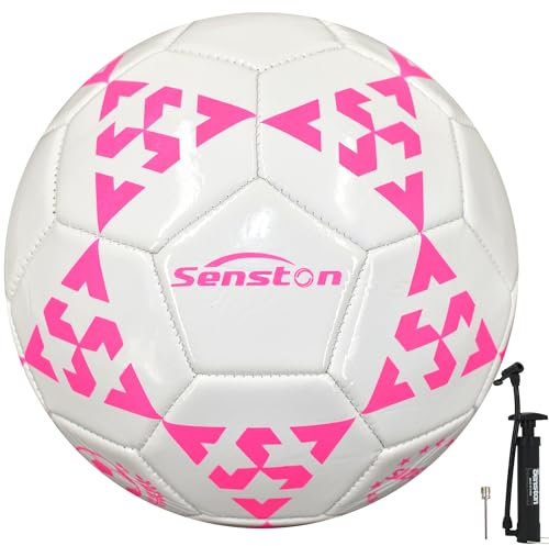 Senston Fussball Größe 5 mit Klassisches Design, Fußball Ball mit Pumpe für Reguläre Spiele, Training und Fußballunterricht