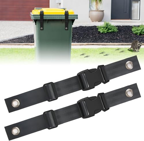 Gadgetzan 2 Pcs Trash Can Locks for Animals,Garbage Can Locks for Animals with Adjustable Trash Can Straps and Plastic Buckle,Trash Can Lid Lock Outdoor Keep Raccoon and Bear Out of Trash Bin