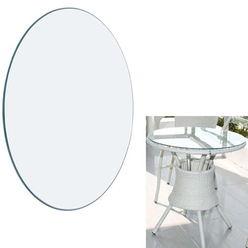 Glasplatte Rund Gehärtetes Glas Scheibe Bodenplatte Glasscheibe, Glasplatte für Kaminofen Und Tischplatte, Schutzplatte mit 8mm Sicherheitsglas, Sicheres Glas, Kratzfest, Klarglas(Size:80CM(32INCH))