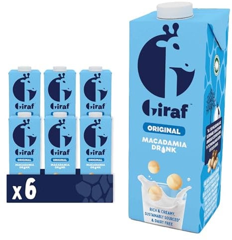 Giraf Macadamia Milk Original Drink (6 x 1L) Rich & Creamy, 100% Plant-Based, Dairy-Free, Vegan, Gluten-Free, No Vegetable or Seed Oils, Sustainably Sourced, delicious.