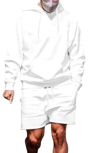 Duohropke Herren Hausanzug Sportanzug Set Damen Mode 2 Teile Rundhals Langarm Freizeitanzug Frau Lose Jogginganzug Oversized Sweatshirt + Shorts für Yoga Gym Sportswear