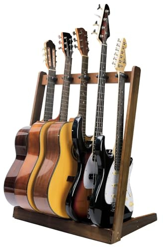 KingPoint Multi-Gitarrenständer, Holzständer, Präsentationsständer, universelles Gitarrendisplay