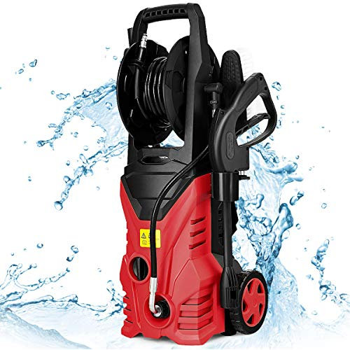 GYMAX Idropulitrice 1500W per Auto, Idropulitrice ad Alta Pressione con Accessori Completi, Idropulitrice Professionale Elettrica, (Rosso)