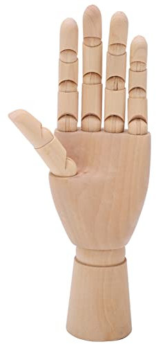 Handdrehgelenk aus Holz, Professionelles Handmodell, Mannequin-Figur für die Linke Hand, Zum Skizzieren von Cartoons, Dekorieren der Linken Hand (24cm Holzhand [weibliche Linke