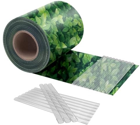 HENG FENG PVC Sichtschutzstreifen für Doppelstabmatten 35m x 19cm,inkl.20 Clips,Sichtschutz Zaun 450g/m²,Zaunsichtschutz,Windschutz für Gartenzaun,Doppelstabmatten,Balkon,Grünes Blatt