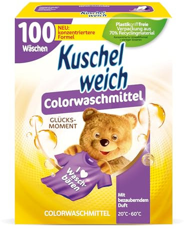 Kuschelweich Colorwaschmittel Pulver - für 100 Bunt-Wäschen, hautverträglich, mikroplastikfrei, vegan - 5 kg - Glücksmoment