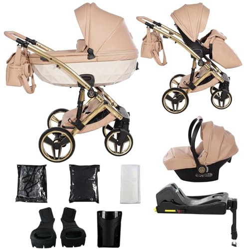 Junama Kinderwagen Candy 2in1 3in1 4in1 (05 - Beige, 4in1 mit ISOFIX Basis)