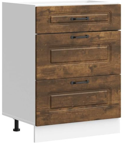 vidaXL Küchenunterschrank Kalmar Räuchereiche Holzwerkstoff, Spülenunterschrank, Schrank Küche, Lagerschrank, Unterschrank für Küche, Küchenzeile