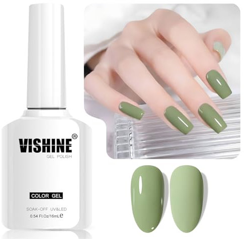 Vishine Sage Green Color Gel-Nagellack, 16 ml, semi-permanent, Soak Off, LED, Gel, Polish, Nail Art Designs, Maniküre, Salon, DIY at Home, Farbe L367 Soft Sage