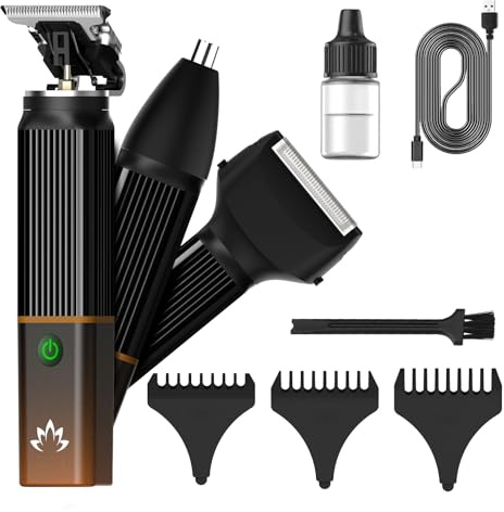 Lanumi 3 in 1 Bartschneider Männer Set Wiederaufladbarer Nasenhaarschneider Elektrischer Rasierer für Schnurrbart Nase Körper Gesichtspflege, Geschenke für Männer