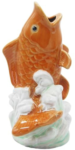 Pond Spitter, Ceramic Carp Fish Fountain Spitter, 4.7x3.9x8.7 Vintage Pond Spitter Statues, Pond Spitters for Small Ponds Patio Deck and Home