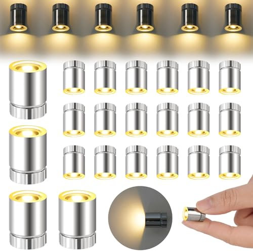 AUAUY 22 Stück Mini LED Lichter für Puppenhäuser, Micro LED Licht, Lichter zum Selbermachen, Mini-Lichter zum Basteln, Miniatur Lichter für Vitrinen, Spielzeug Bausteine (Warmweißes Licht)