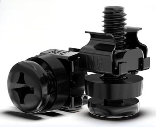 Lot de 20 écrous cages M6 x 20, pour armoires réseau, écrous de blocage et vis, écrou cage M6, vis de montage, noir