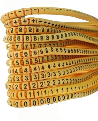 CEHJZQRPL Etichette di identificazione dei Cavi elettrici, 120/600PZ Marcatori for Cavi Gialli EC-0/1/2/3/5/8 0,5 0,75 1 1,5 2,5 4 6 8 10 12 16 25 35MM2 for Tubi con Diametro del Filo(35mm2 120pcs)