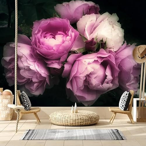 HongYouQi Salon Fond Peinture Murale Fleurs Rouges Paysage Floral 3D Murale Décoration Murale-150Cm×105Cm