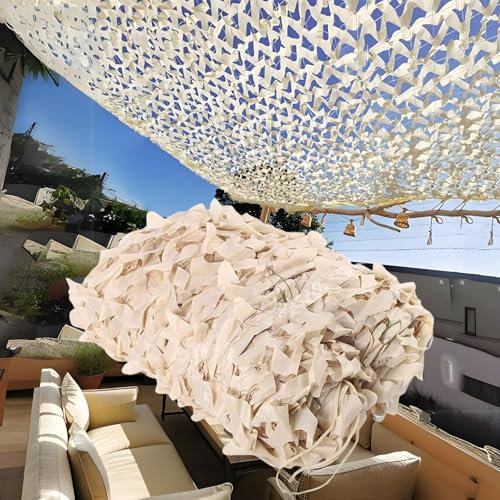 Générique Filet de Camouflage Beige, Toile Ombrage Exterieur, Voile D'ombrage pour Pergola, Filet de Ombrage de Pergola, Protection Solaire, Photographie Animalière, Protection Jardin(5x5 M)