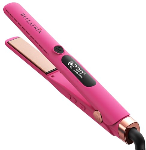 Bellatrix Pink Hair Straighteners – Ceramic Ionic Plates, Smooth Glide, Fast Heat, Extra Long Cord