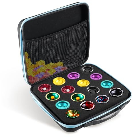 BOBASH Yoyo Tasche Aufbewahrungstasche Yoyo Ball Etui Mit Tragegriff für Zubehör Und Spielzeuge Robuste Und Leichte Tasche für Unterwegs Und Zuhause(Blau Schwarz-1-16 Löcher)