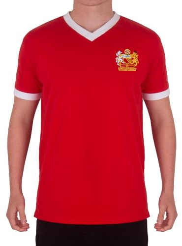 fan originals Manchester Crest Mens T-Shirt V Neck Red Small