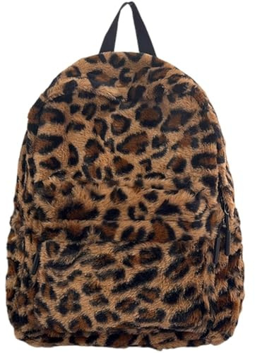 Lpitoy Plüsch-Rucksack Leopardenmuster Für Damen Und Mädchen, Stilvolle Schultasche, Personalisierte Reise-umhängetasche, Büchertasche, Trendiger Tagesrucksack